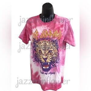 Def‎ Leppard pink white rock of ages tie dye t-shirt size medium new
